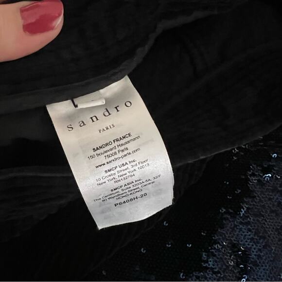 Sandro Divine Cropped Flared Corduroy Pants in Black - Picture 6 of 9